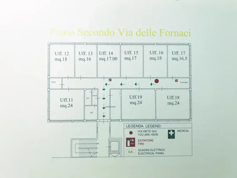 Planimetria della sede con la disposizione degli uffici